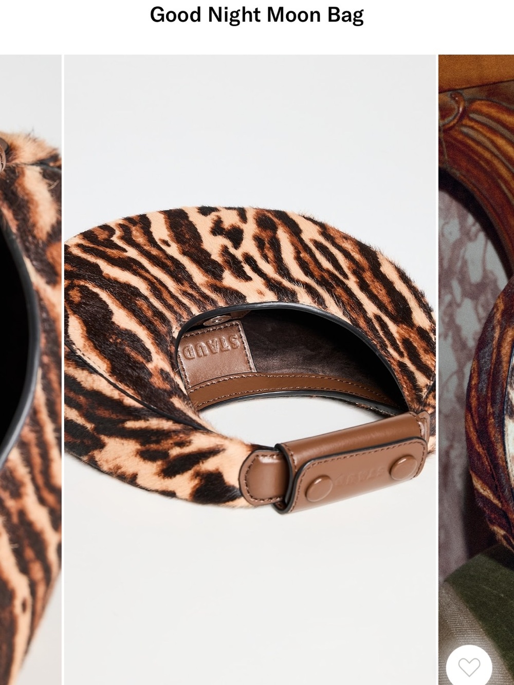 STAUD- Leopard Print Crescent Shoulder Bag in Brown - Picture 5 of 6